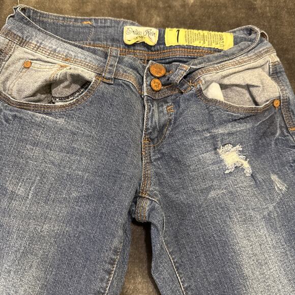 Indigo Rein Women's Skinny Jeans Denim Stretch Distressed Blue Med Wash Size 1 - Picture 7 of 16